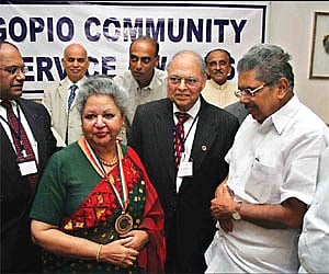 Union Minister for Statistics G K Vasan (right) and Union Minister for Overseas Indian Affairs Vayalar Ravi along with other participants at the annua