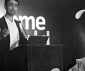 Executive vice-president, corporate affairs of Uninor, Rajiv Bawa addressing mediapersons in Bhubaneswar on Tuesday. Also seen is executive vice-presi