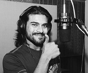 PRP president Chiranjeevi’s son Ram Charan Tej seen rendering his voice to a party song at a recording studio in Hyderabad.