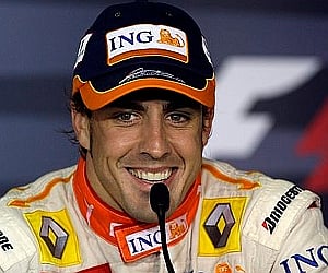 Fernando Alonso at the Press meet after taking pole in Hungary. (AP)