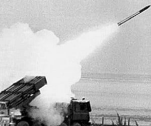 Pinaka rocket system.