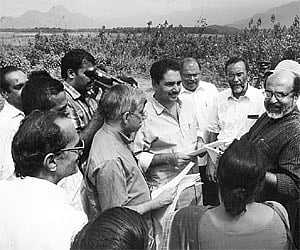 Water Resources Minister N K Premachandran and Finance Minister T M Thomas Isaac visiting the Malampuzha dam on Monday as part of the viability study