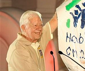 Former US President Jimmy Carter who is Chairman of Habitat for Humanity Thailand, at a function of the organisation in Thailand. (AP)