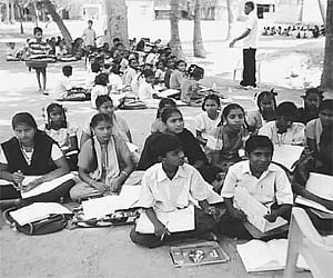 Open-air classes at Kirlampudi Govt school