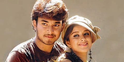 Madhurima and Tanish during the shooting of the song in the city on Wednesday.