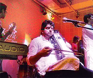 Advaita, the eight-member band, performed at Kyra on Sunday.