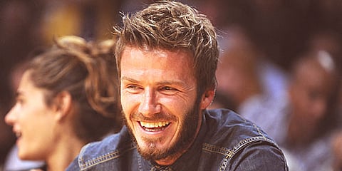 David Beckham attends a NBA basketball game between the Los Angeles Lakers and Los Angeles Clippers  in Los Angeles. (AP)