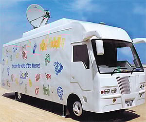Internet bus of Google India was flagged off by the Google team. Express Photo