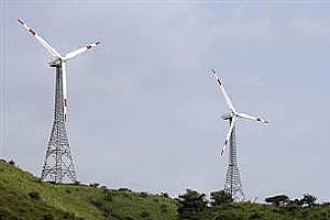 Power-generating windmill turbines are pictured in a Suzlon wind farm. (File photo: Reuters)