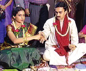 A file picture of Shubha and Girish's engagement.
