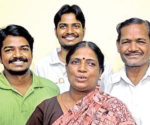 father Dharmalingam, mother Jayalakshmi and brothers Rajkumar and Vijayakumar of the Indian rupee symbol designer, D Udayakumar.
