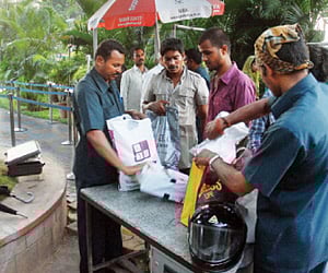 Baggage checking being done at the entrance to Lumbini Park in Hyderabad on Tuesday.