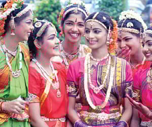 Students rehearse before a ballet performance during the golden jubilee celebrations of the Siva Sivani Institute of Management at Kompally in Hyderab