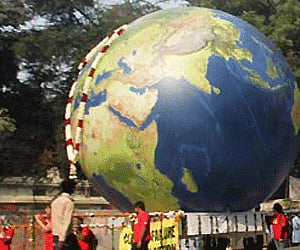 An photo of a simulated funeral procession of the Earth, being staged out by Greenpeace activists after the end of Copenhagen meet, in New Delhi. PTI