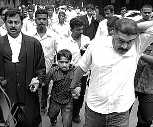 OH, MAMA! Actor Vanitha’s nine-year-old son Vijay Shri Hari being brought to the court for producing him before a division bench, in the city on Monda