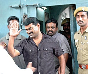 Seeman coming out of Vellore Central Prison on Friday.