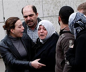 Relatives of the passengers of the Ethiopian Airlines plane that crashed in the sea arrive at Beirut airport in Lebanon. AP