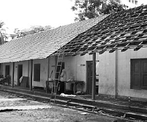 The tiled roof of SRV School being replaced with GI sheets