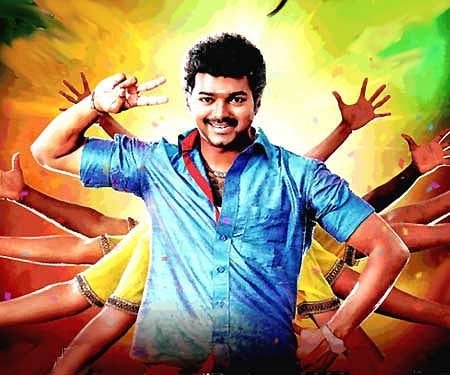 The poster of 'Velayutham'.