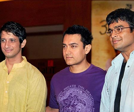 Bollywood actors Aamir Khan (C), Sharman Joshi (L) and R Madhavan (file photo) .