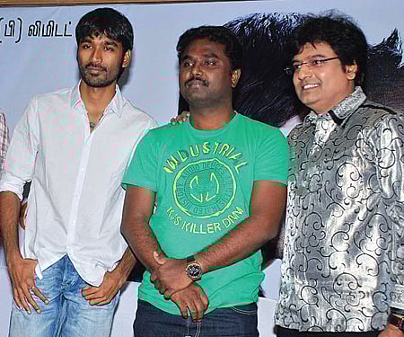 Actor Dhanush (left) seen with Comedian Vivek(far right).  Express Photo