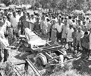 The mangled remains of the autorickshaw.
