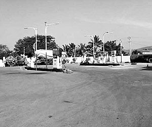 A fuel filling station at Obulapuram wears a deserted look.