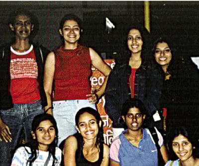 Anjali Parvati Koda (standing second from right) with classmates in college