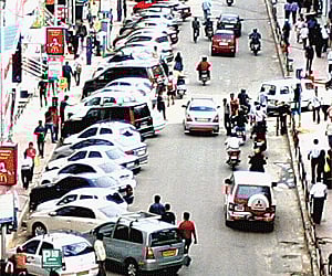 Congestion on Brigade Road on a regular day during late morning | EXPRESS PHOTO