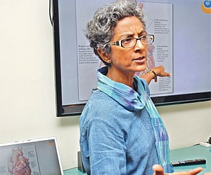 Dr Nandita Shah during her lecture | Express