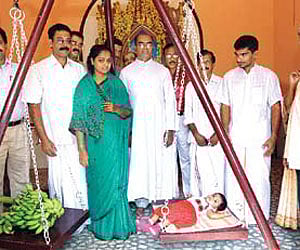 Thulabharam being held as part of the festival of Koratty Muthy at Marian Pilgrim Centre at St Mary’s Forane Church, Koratty, on Sunday