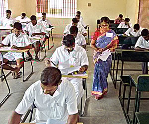 A LATE START: Prisoners taking their board exam in Puzhal Prison on Thursday.