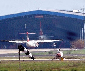 grounded: Kingfisher aircraft parked in the Mumbai airport as its operations were hit for the third day on Monday. PTI