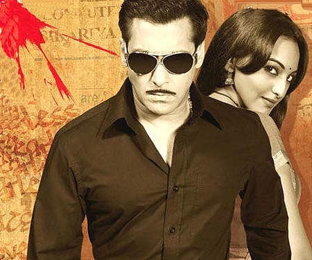 Salman Khan and his pencil-moustache in the poster of 'Dabangg'.