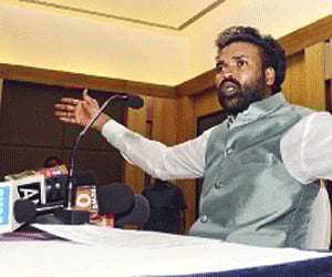 B Sreeramulu at a press conference