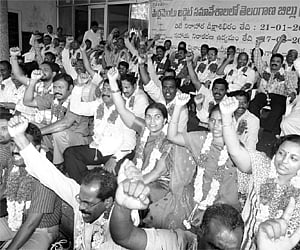 E mployees of the office of the engineer in chief participating in a non-cooperation movement in Hyderabad. |Express Photo