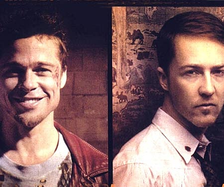 The poster of 'Fight Club' featuring Brad Pitt and Edward Norton.