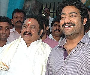 N Harikrishna and his son Junior NTR (Express Photo).