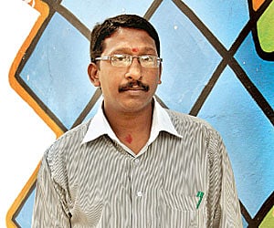 The bench at a BBMP park on Venkataswamy Naidu Road in Tasker Town is crumbling.