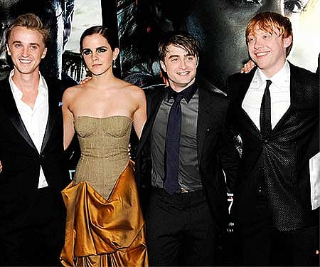 Cast members from left Tom Felton Emma Watson Daniel Radcliffe and Rupert Grint at the premiere of 'Harry Potter and the Deathly Hallows Part 2' (AP)