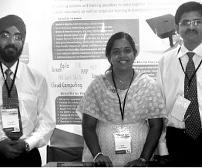 Co-founders of Bookmytrainings: Manjeet Singh, Aruna Balamurugan and LA Balamurugan.