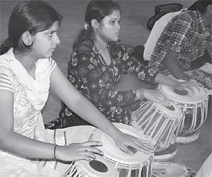 Participants at the instrumental music composition workshop in Shilparamam