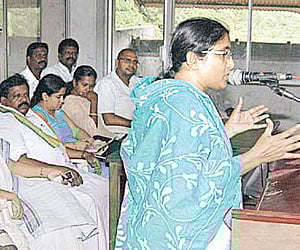 AICC secretary Shanimol Usman inaugurating the Bharatiya Dalit Congress Ernakulam district leaders’ meet in Kochi on Wednesday