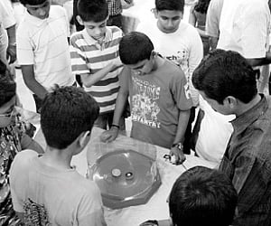A Beyblade competition in progress at Paico showroom in the city