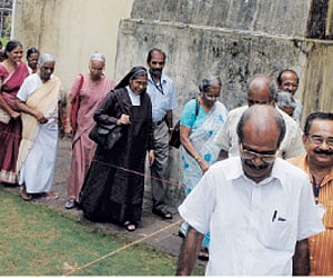 Senior citizens at St Francis Church during the picnic organised by HelpAge India on Wednesday.
