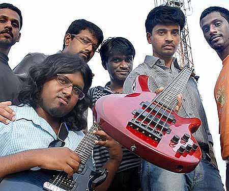 Rahul Nambiar and Aalaap Raju with their friends RAHLAAP - Express Photo by P Jawahar.