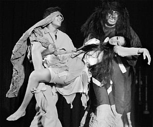 Two AIYF activists cornered by the police during the clash |PICS: rajeev prasad