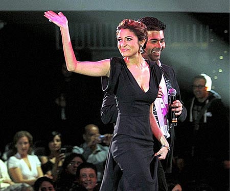 Anushka Sharma and Karan Johar at the IIFA ceremony (PTI photo).