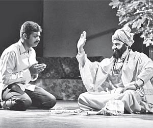A scene from the play; (below) founder of WMT, Abhishek Iyengar
