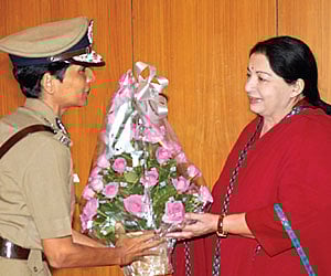 WOMAN POWER: Letika Saran calling on Chief Minister J Jayalalithaa on Friday